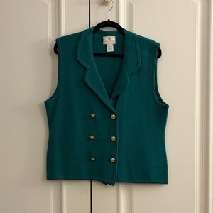 Susan Bristol Teal Wool double breasted vest